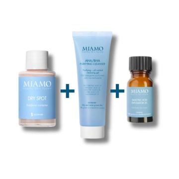 Miamo Protocollo Essenziale SOS Brufoli Dry Spot 30ml + AHA/BHA Purifying Cleanser 50ml + Salicylic Acid Exfoliator 10ml