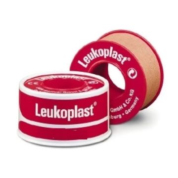 Cerotto chirurgico perforato per fissaggio medicazioni in rocchetto leukoplast supporto viscosa color pelle massa adesiva caucciu' ossido di zinco 1,25x500cm