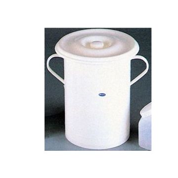 Vaso a tenuta stagna per comoda in materiale plastico con coperchio