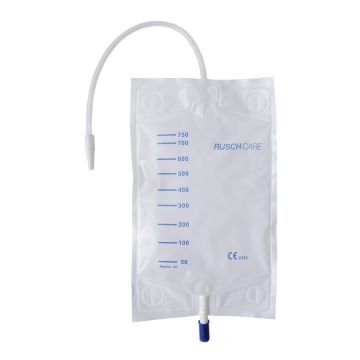 Sacca raccogli urina da gamba per incontinenza in pvc 750 ml rivestita tubo raccordo diritto 30 cm+rubinetto scarico+valvola antireflusso+2 fasce a bottoni 30 pezzi