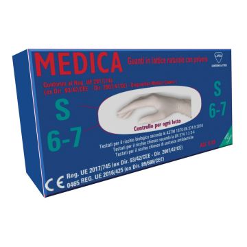 Medica guanto lattice n/sterile con polvere dm misura s 100 pezzi