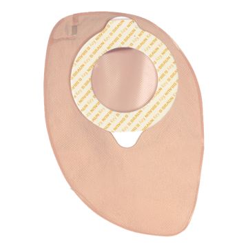 Sacca colostomia a due pezzi aggancio adesivo con gui di sicurezza fondo chiuso diametro 80mm capacita' 350ml colore beige 30 pezzi flexima key