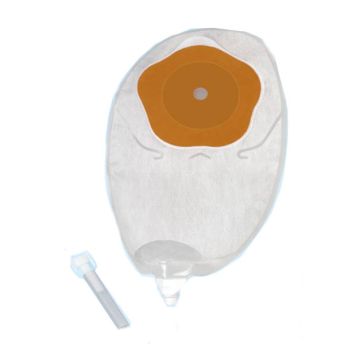 Sacca urostomia mono pezzo con protettore cutaneo e adesivo microporoso con rubineto e valvola antireflusso silk misura 12/55mm 30 pezzi flexima uro