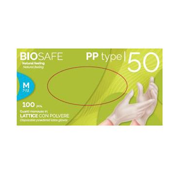 Guanto in lattice con polvere ambidestro forma anatomica superficie liscia polsino elastico rinforzato antiarrotolamento biosafe plus bianco misura extra large 100 pezzi