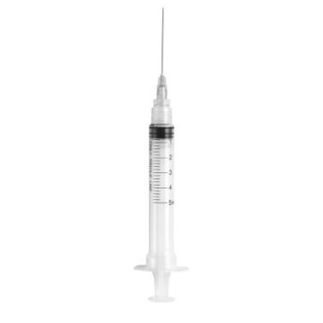 Siringa sterile monouso 5ml cono luer centrale inj-light con ago gauge22 1 pezzo