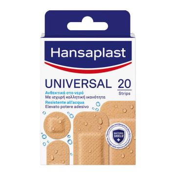 Cerotto hansaplast universal resistente all'acqua 4 forme assortite 20 pezzi