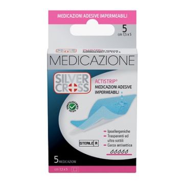 Silvercross actistrip medicazione adesiva 7,5x5cm 5 pezzi