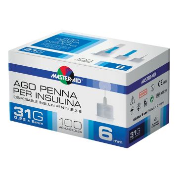 Ago per penna da insulina master-aid 31 gauge 6 mm 100 pezzi