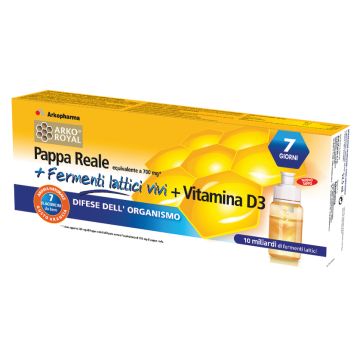 Arkroyal pappa reale + fermenti lattici + vitamina d adulti 7 flaconcini 70 ml