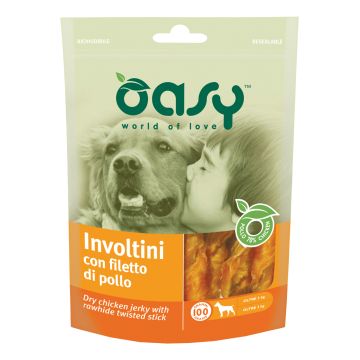 Oasy Cane Snack Busta Involtini Con Filetto Di Pollo 100 Gr