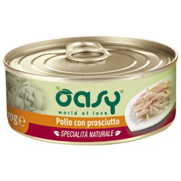 Oasy Gatto Specialita' Naturali In Lattina Adulto Pollo & Prosciutto 150 Gr