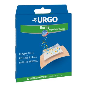 Urgo cerotto per ustioni e ferite 100x70 mm 4 pezzi Urgo cerotto per ustioni e ferite 100x70 mm 4 pezzi