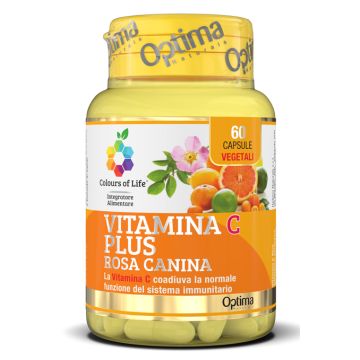 Optima Naturals Colours of Life Vitamina C Con Plus Rosa Canina Integratore Difese Immunitarie 60 Capsule