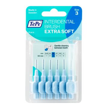 TePe Scovolino Extra Soft Blu Per Pulizia Interdentale Misura ISO 3 Filo 0,6 mm 6 Pezzi