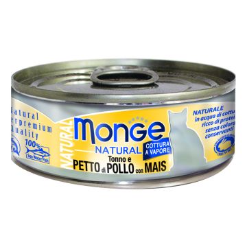 Monge Gatto Natural Lattina Adulto Petto Di Pollo & Mais 80 Gr