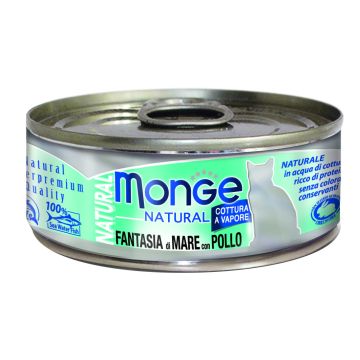 Monge Gatto Natural Lattina Adulto Fantasia Di Mare & Pollo 80 Gr