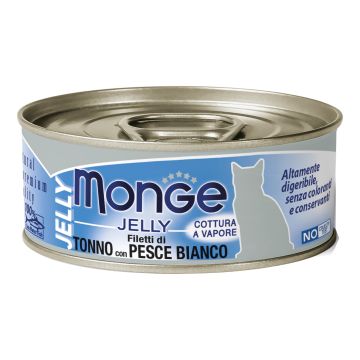 Monge Gatto Jelly Lattina Adulto Filetti Di Tonno & Pesce Bianco 80 Gr