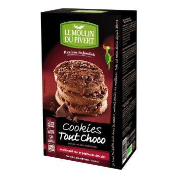 Cookies al cacao con pepite di cioccolato le moulin du pivert bio Cookies al cacao con pepite di cioccolato le moulin du pivert bio
