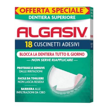Algasiv Adesivo Per Protesi Dentaria Superiore 15 Pezzi Offerta Speciale + 3 Pezzi