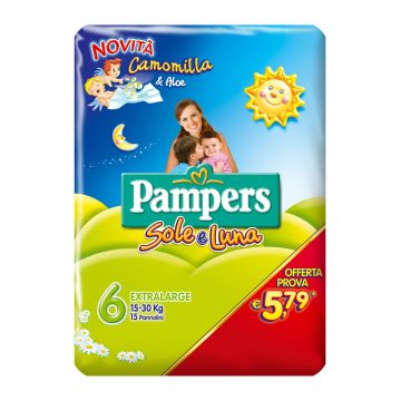 Pampers sole luna extralarge 15 pezzi