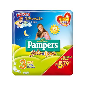 Pampers soleluna flash pannolino midi 21 pezzi