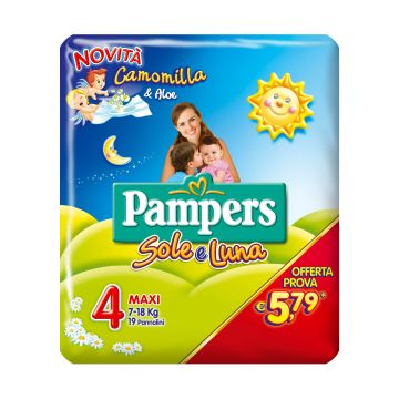 Pampers soleluna flash pannolino maxi 19 pezzi