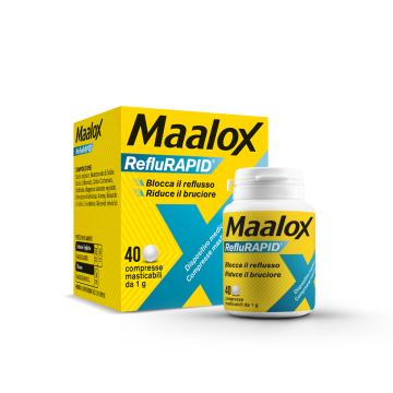 Maalox Reflurapid Bruciore di stomaco, reflusso gastroesofageo, 40 Compresse