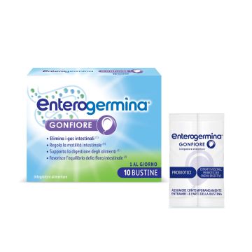 Enterogermina Gonfiore, Probiotici, Enzimi Digestivi, Fermenti Lattici, Adulti, Contro Gonfiore Addominale, 10 Bustine