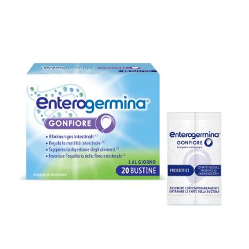 Enterogermina Gonfiore, Probiotici, Enzimi Digestivi, Fermenti Lattici, Adulti, Contro Gonfiore Addominale, 20 Bustine
