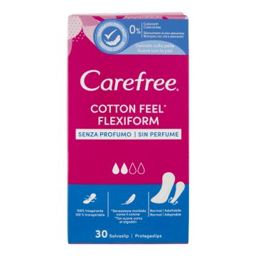 Carefree Cotton Feel Flexiform Senza Profumo Salvaslip 30 Pezzi