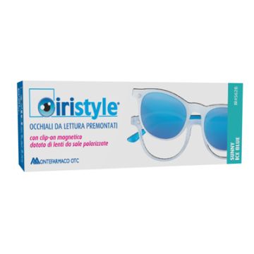 Occhiale da lettura premontato iristyle sunny ice blu +3,00 con clip on magnetico dotato di lenti da sole polarizzate 1 paio
