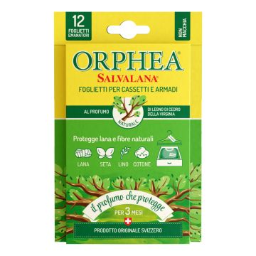ORPHEA - Salvalana Foglietti Per Cassetti E Armadi Al Profumo Di Legno Di Cedro Della Virginia 12 Foglietti