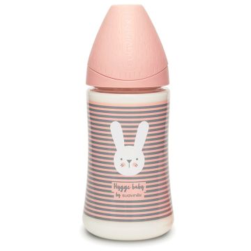 Suavinex hygge biberon 270 3 posizioni s coniglio righe rosa
