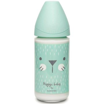 Suavinex hygge biberon vetro 240 3 posizioni s coniglio verde
