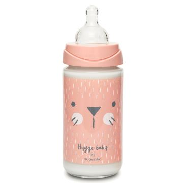 Suavinex hygge biberon vetro 240 3 posizioni s coniglio rosa