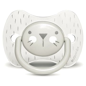 Suavinex hygge succhietto anatomico silicone 6/18 coniglio ghiaccio crystal