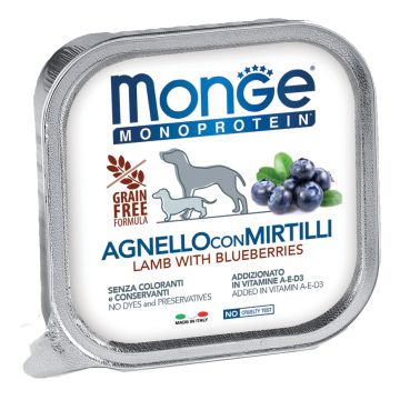 Monge Cane Monoprotein Vaschetta Adulto Agnello & Mirtilli 150 Gr