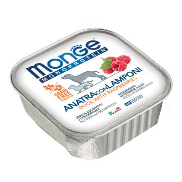 Monge Cane Monoprotein Vaschetta Adulto Anatra & Lamponi 150 Gr