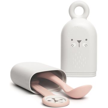 Set portaposate+cucchiaino+reggi bavaglio rosa