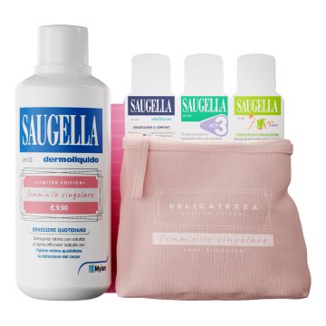 Saugella pret-a-porte dermoliquido 500 ml + 3 campioni in omaggio da 50 ml di saugella acti3+saugella idraserum+saugella you fresh