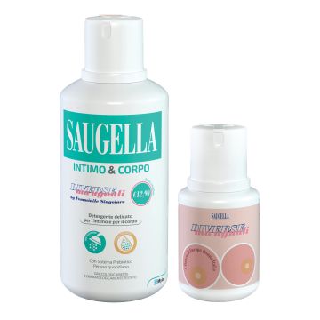 Saugella diverse ma uguali bundle intimo&corpo 500 ml+100 ml in omaggio