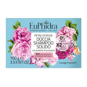 Euphidra doccia shampoo solido petali di rosa 100 g