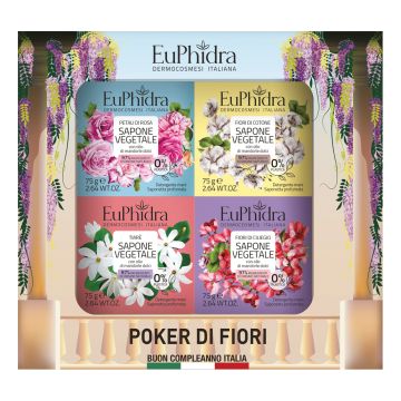 Euphidra poker di fiori cofanetto con 4 saponette mani
