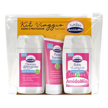 Euphidra amidomio kit viaggio 1 pasta barriera 25 ml + 1 dermodetergente 100 ml + 1 baby shampoo 100 ml