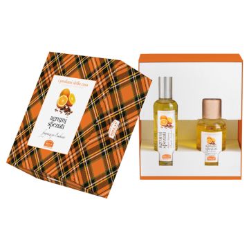 I profumi della casa set agrumi speziati 1 fragranza ambiente spray 100 ml + bastoncini aromatici ambiente 100 ml