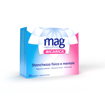 Mag Ricarica 24 Ore Contro Stanchezza Fisica e Mentale 24 Bustine Aroma Al Limone 4 g