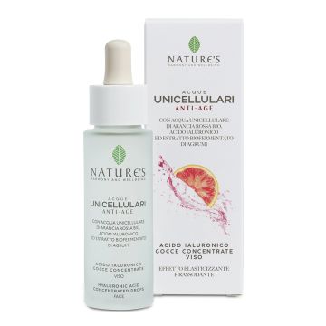Acque unicellulari acido jaluronico gocce viso anti age arancia rossa 30 ml