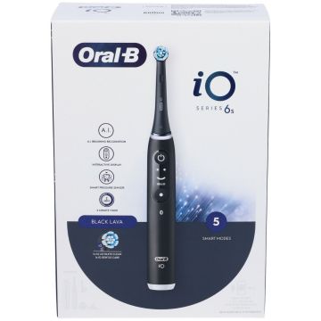 Oral-B iO6 Spazzolino Elettrico Ricaricabile Nero Con Custodia Da Viaggio, 2 Testine