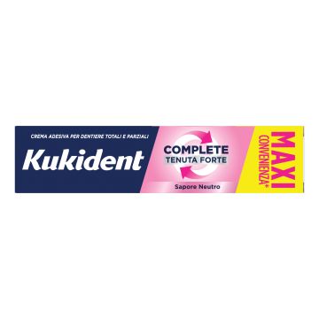Kukident Complete Neutro Crema Adesiva Per Dentiere Totali e Parziali Aroma Neutro 65 g