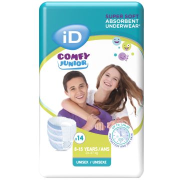 Id comfy junior pannolone per incontinenza 24-47 kg 8-15 anni 14 pezzi